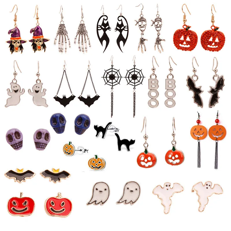 Wholesale Halloween Horror Ghost Bat Spider Skull Earrings