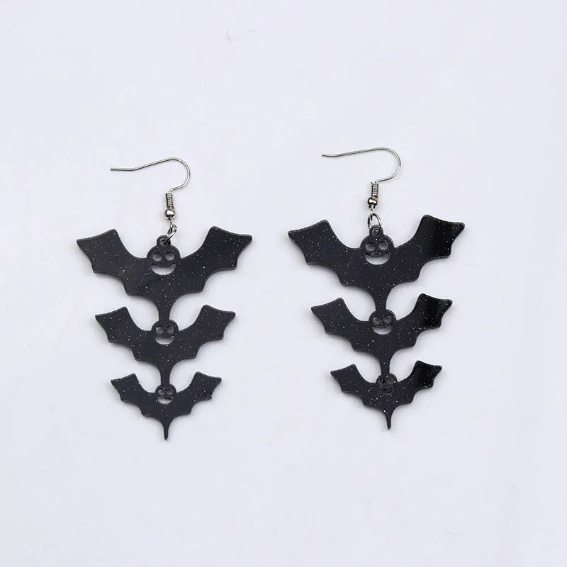 Wholesale Halloween Ladder Bat Acrylic Earrings