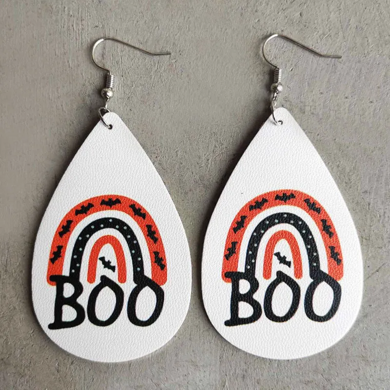 Wholesale Halloween Leather Horror Clown Blood Rainbow Leopard Earrings