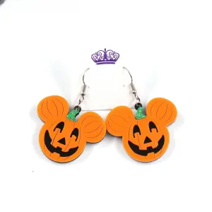 Wholesale Halloween New Acrylic Gold Pumpkin Head Earrings Exaggerated Alternative Earrings