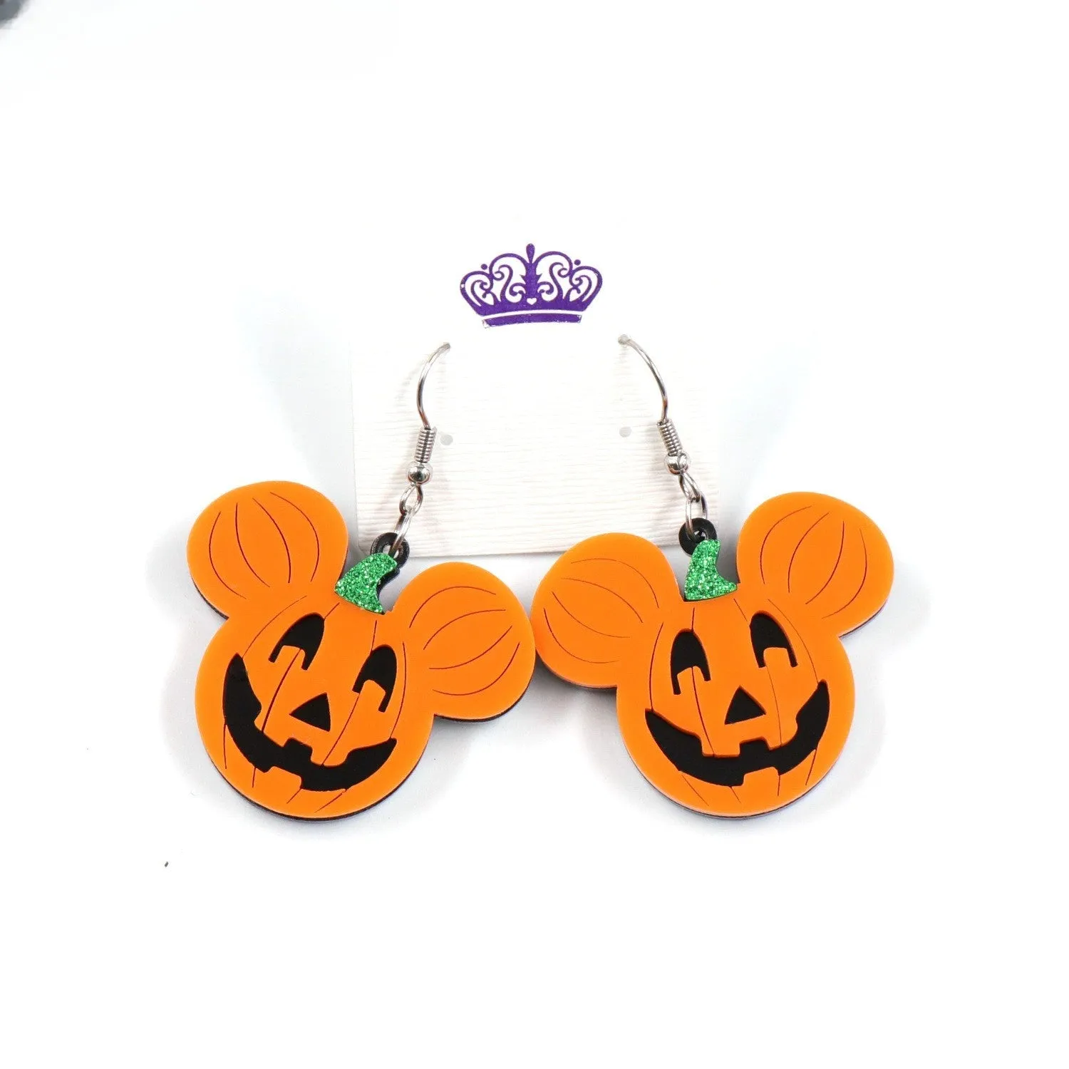 Wholesale Halloween New Acrylic Gold Pumpkin Head Earrings Exaggerated Alternative Earrings