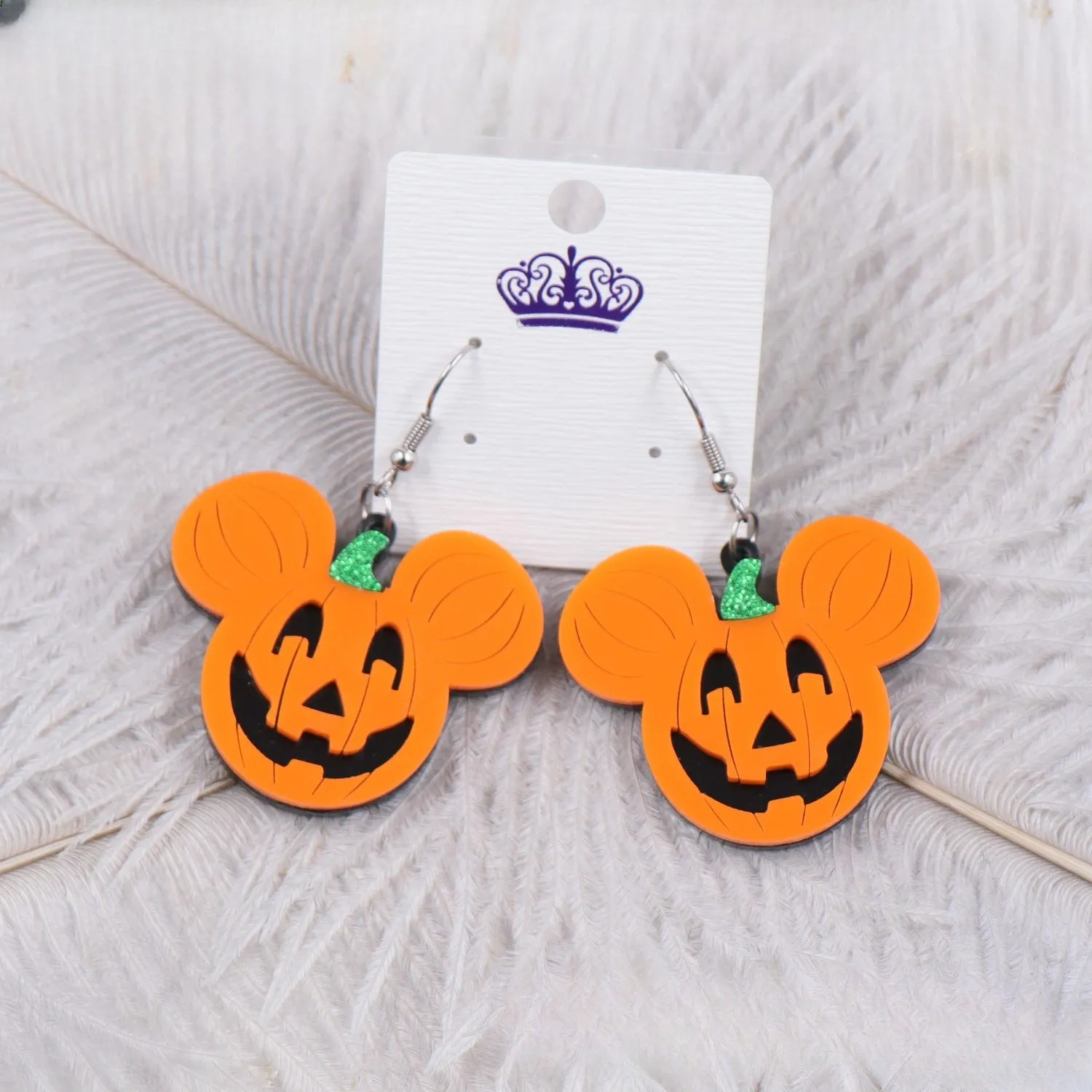 Wholesale Halloween New Acrylic Gold Pumpkin Head Earrings Exaggerated Alternative Earrings