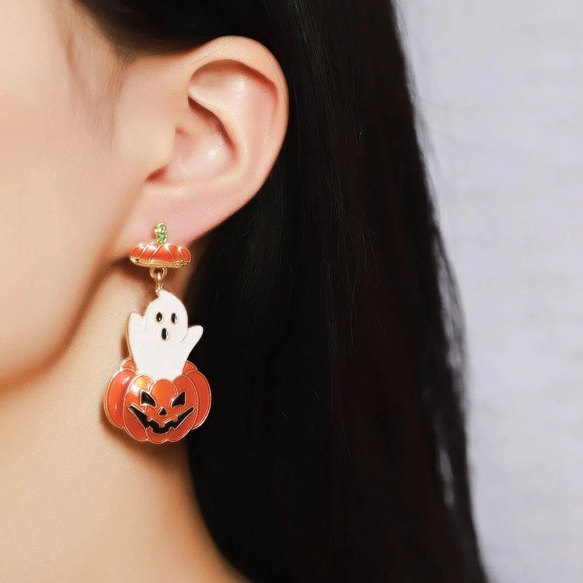 Wholesale Halloween Oil Drip Cute Cartoon Ghost Pumpkin Earrings
