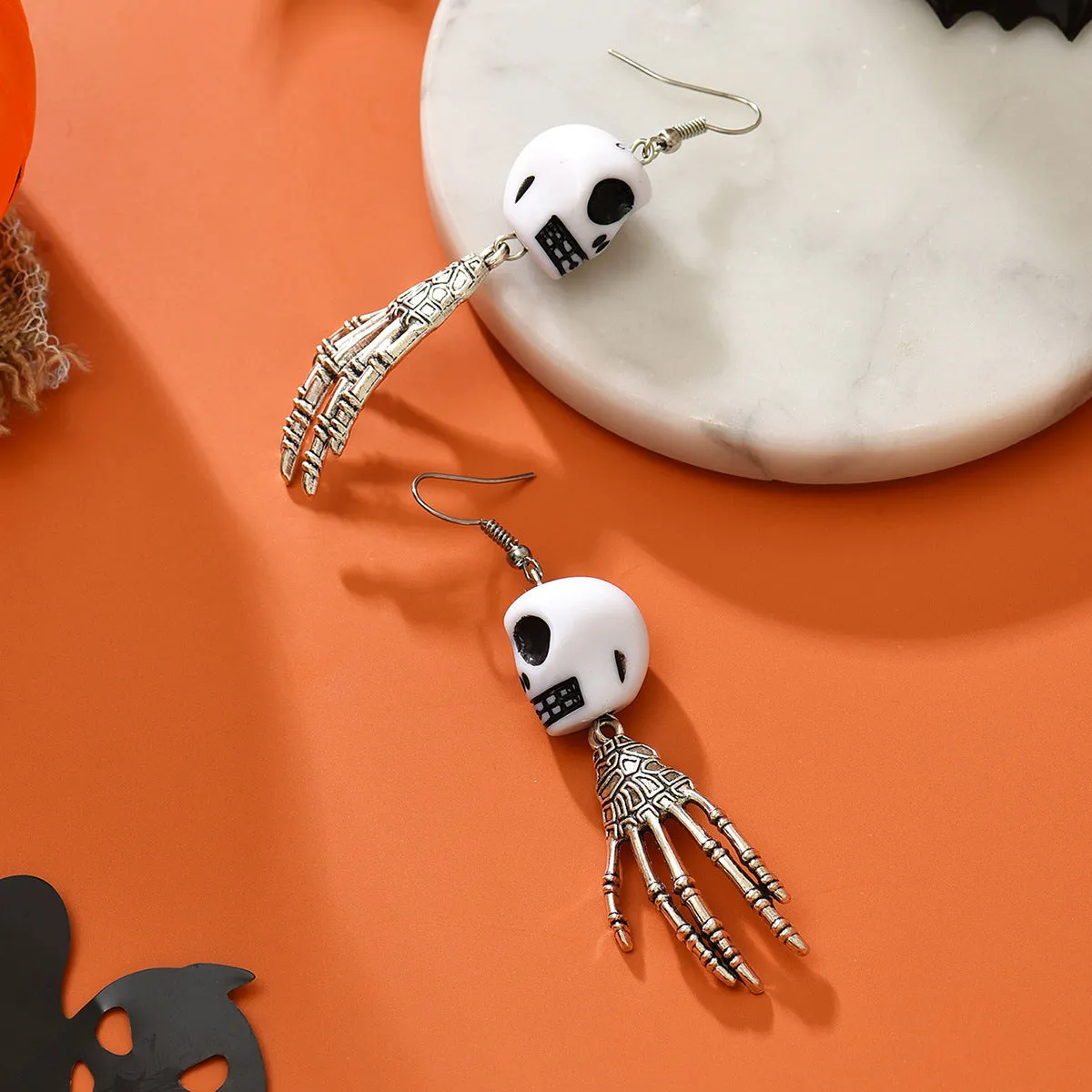 Wholesale Halloween Personalized Dark Skull Ghost Claw Pendant Earrings