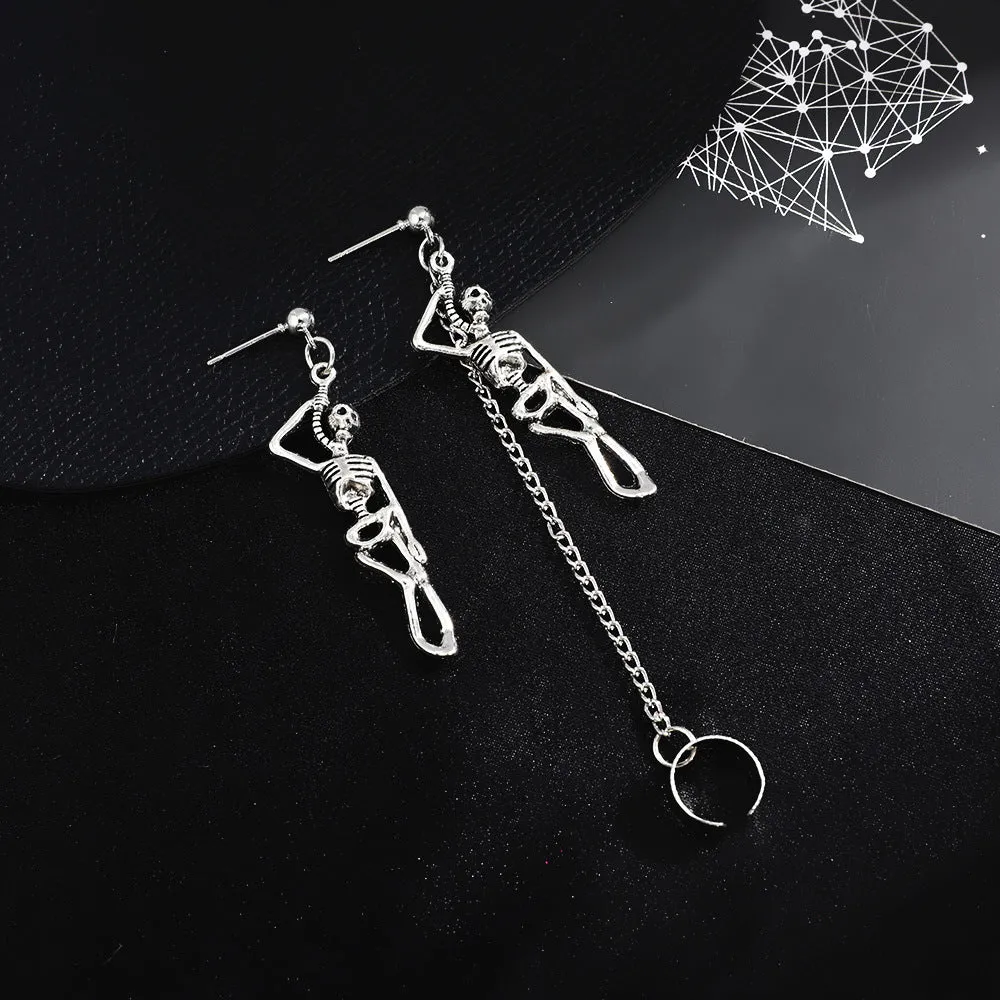 Wholesale Halloween Retro Exaggerated Gothic Horror Skull Heart Alloy Earrings