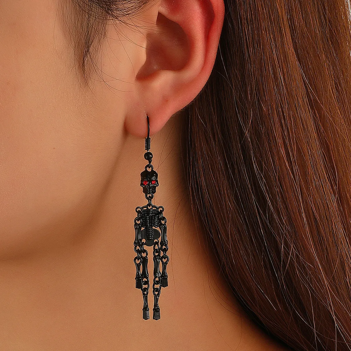 Wholesale Halloween Retro Exaggerated Gothic Horror Skull Heart Alloy Earrings