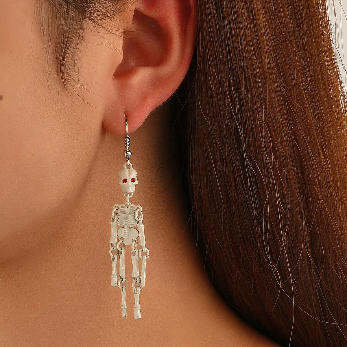 Wholesale Halloween Retro Exaggerated Gothic Horror Skull Heart Alloy Earrings