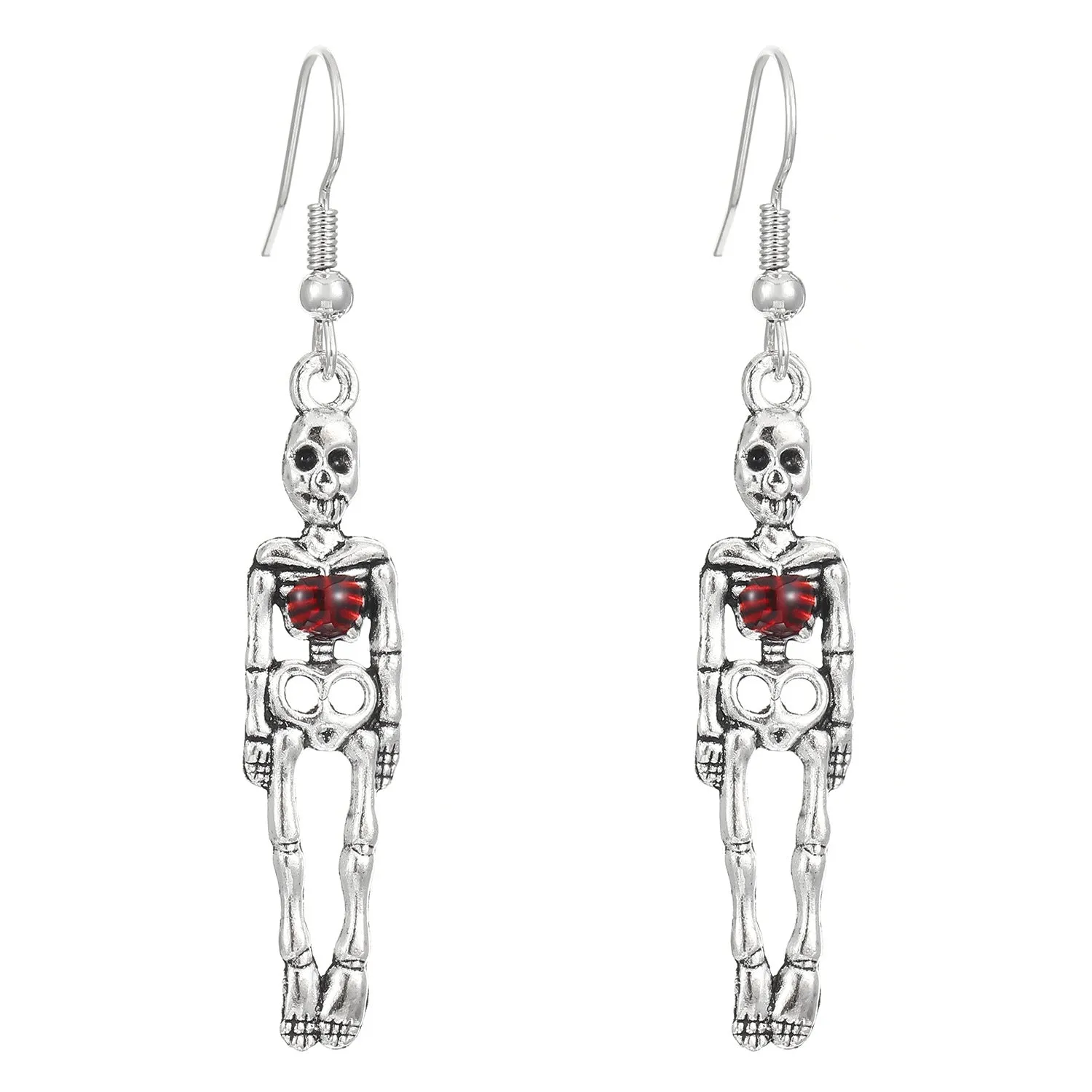 Wholesale Halloween Retro Exaggerated Gothic Horror Skull Heart Alloy Earrings