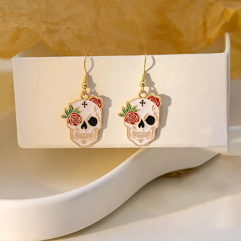 Wholesale Halloween Rose Skull Funny Crow Butterfly Drop Earrings
