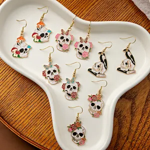 Wholesale Halloween Rose Skull Funny Crow Butterfly Drop Earrings