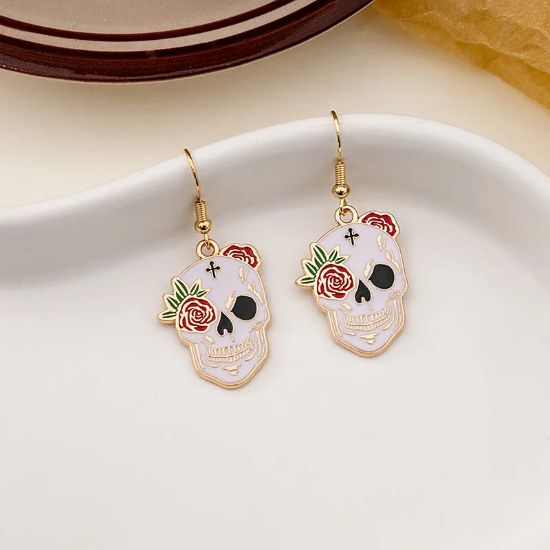 Wholesale Halloween Rose Skull Funny Crow Butterfly Drop Earrings