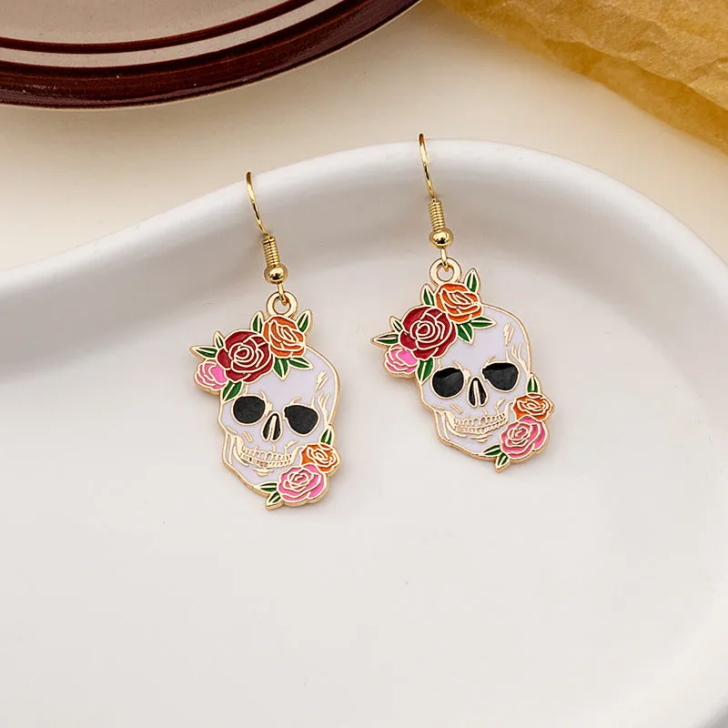 Wholesale Halloween Rose Skull Funny Crow Butterfly Drop Earrings