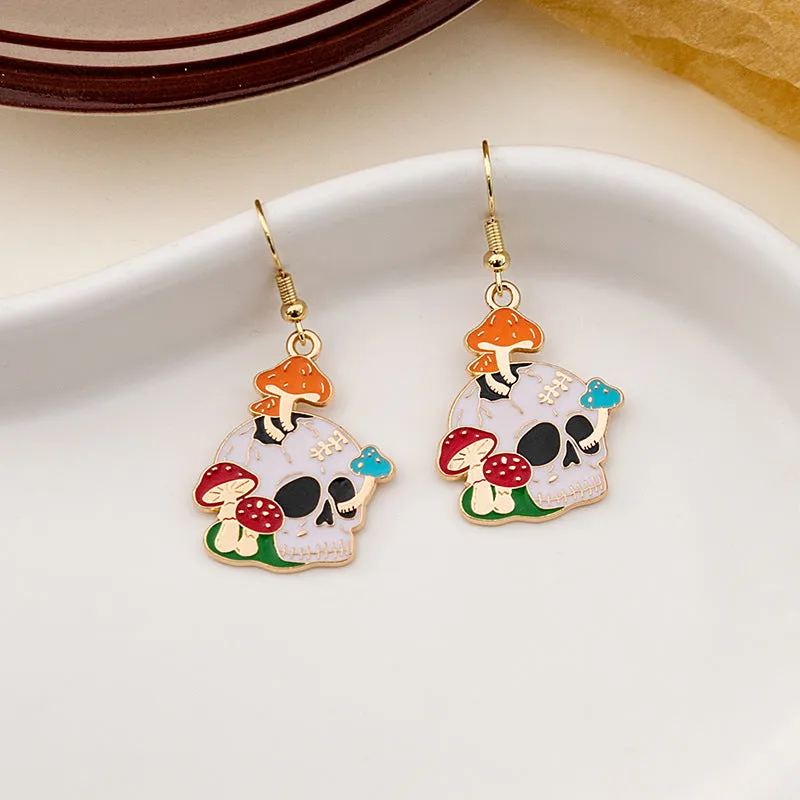 Wholesale Halloween Rose Skull Funny Crow Butterfly Drop Earrings