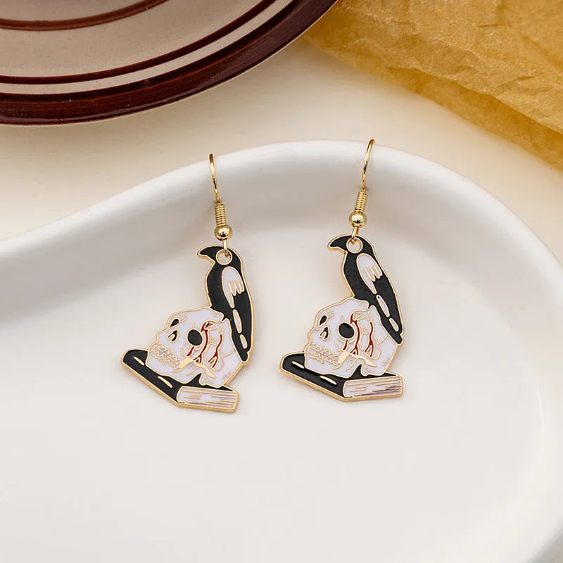 Wholesale Halloween Rose Skull Funny Crow Butterfly Drop Earrings