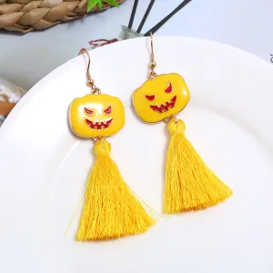 Wholesale Halloween Scary Funny Spider Pumpkin Alloy Dripping Oil Earrings