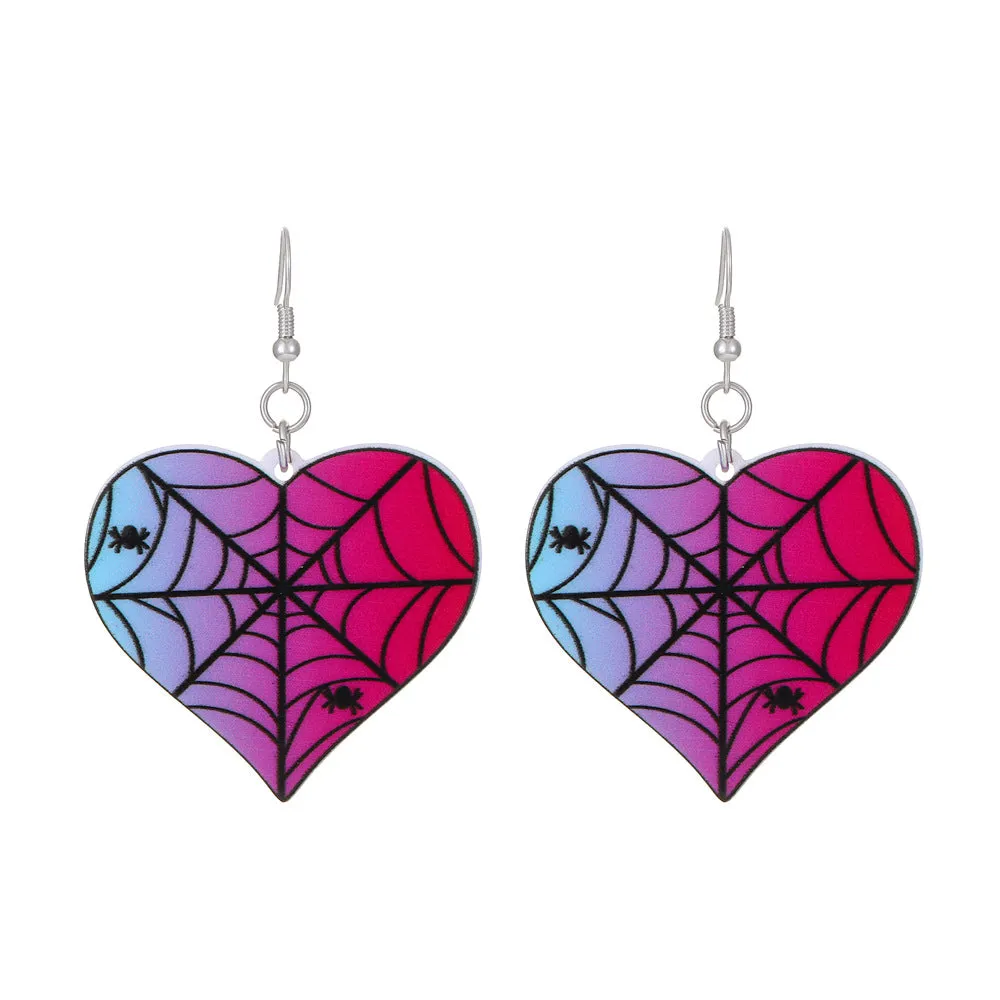 Wholesale Halloween Series Exaggerated Dark Skull Heart-shaped Fashion Creative Funny Bat Earrings