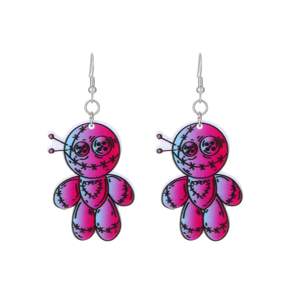 Wholesale Halloween Series Exaggerated Dark Skull Heart-shaped Fashion Creative Funny Bat Earrings