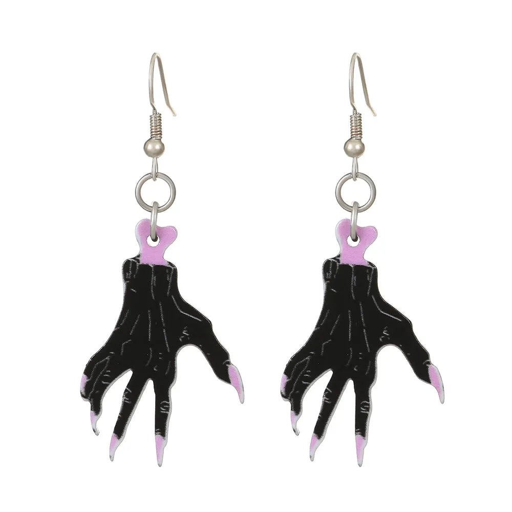 Wholesale Halloween Series Exaggerated Dark Skull Heart-shaped Fashion Creative Funny Bat Earrings
