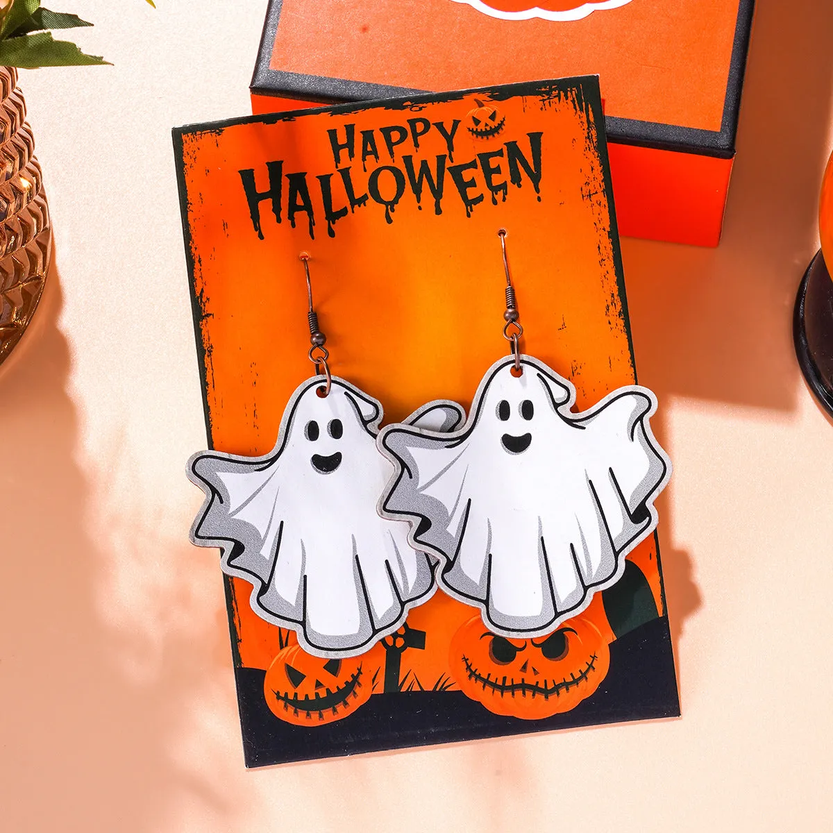 Wholesale Halloween Series Funny Cartoon Bat Ghost Pumpkin Earrings