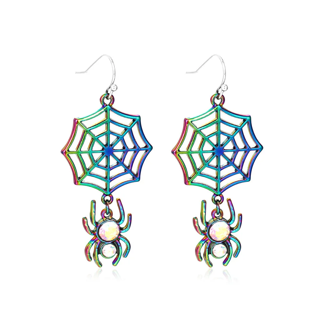 Wholesale Halloween Series Funny Spider Skull Earrings