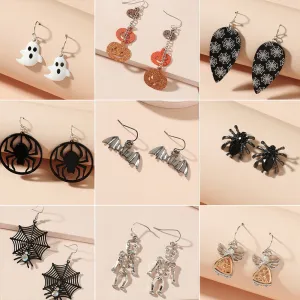 Wholesale Halloween Series Funny Spider Skull Earrings