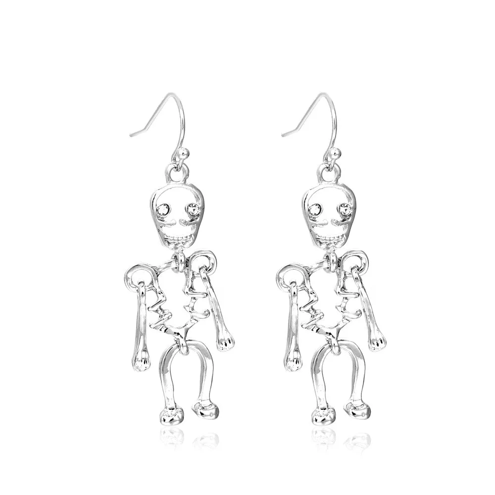 Wholesale Halloween Series Funny Spider Skull Earrings