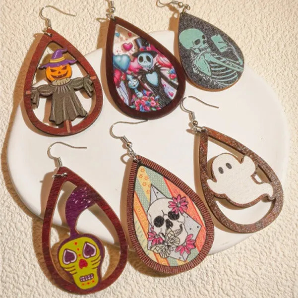Wholesale Halloween Series Horror Ghost Bat Spider Skull Earrings