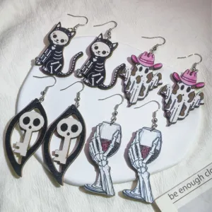Wholesale Halloween Series Horror Ghost Bat Spider Skull Earrings