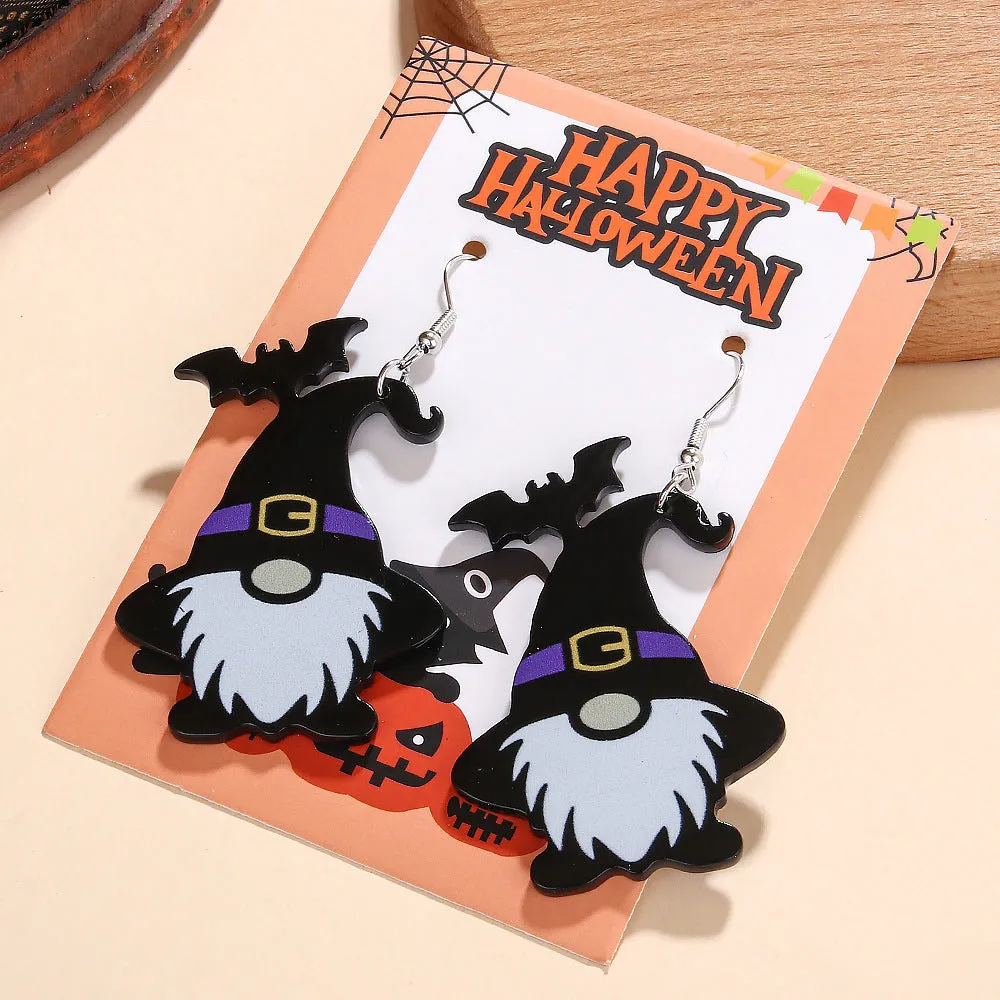 Wholesale Halloween Series Pumpkin Candy Little Devil Ghost Black Cat Dwarf Acrylic Earrings