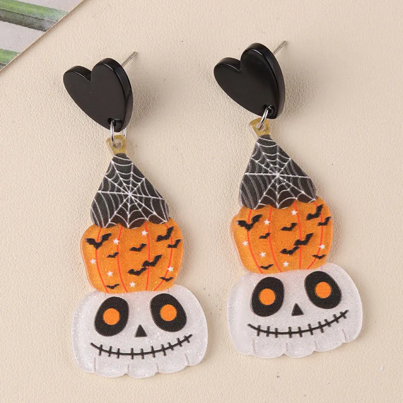Wholesale Halloween Series Pumpkin Cartoon Funny Ghost Acrylic Earrings