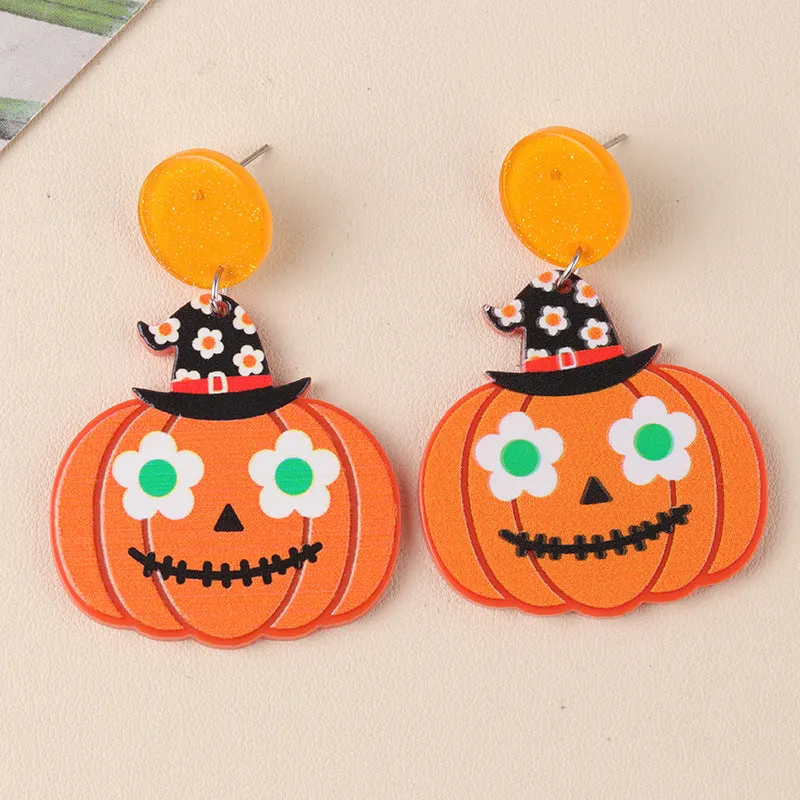 Wholesale Halloween Series Pumpkin Cartoon Funny Ghost Acrylic Earrings
