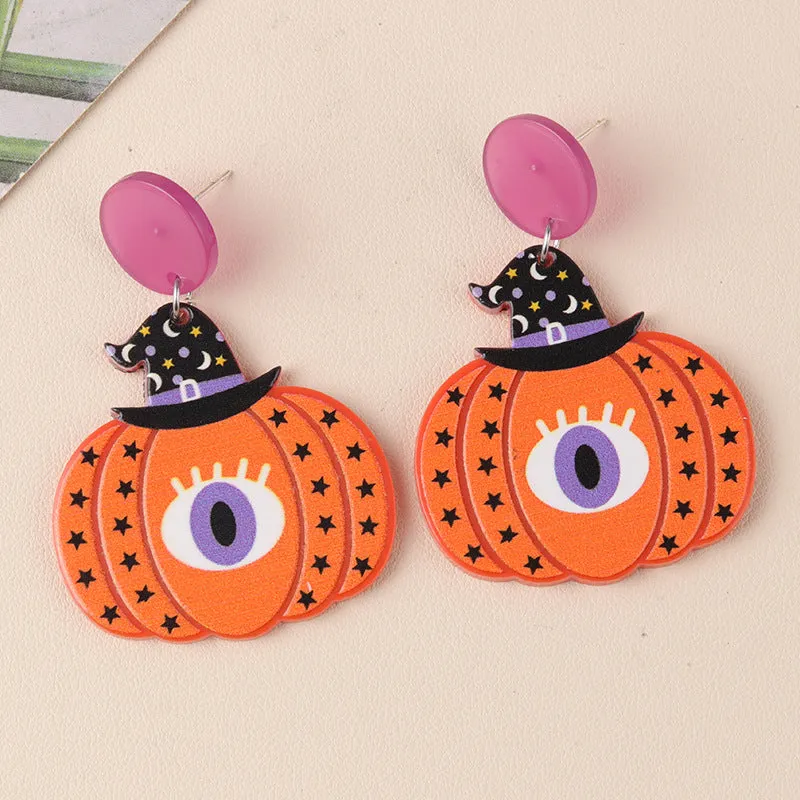 Wholesale Halloween Series Pumpkin Cartoon Funny Ghost Acrylic Earrings
