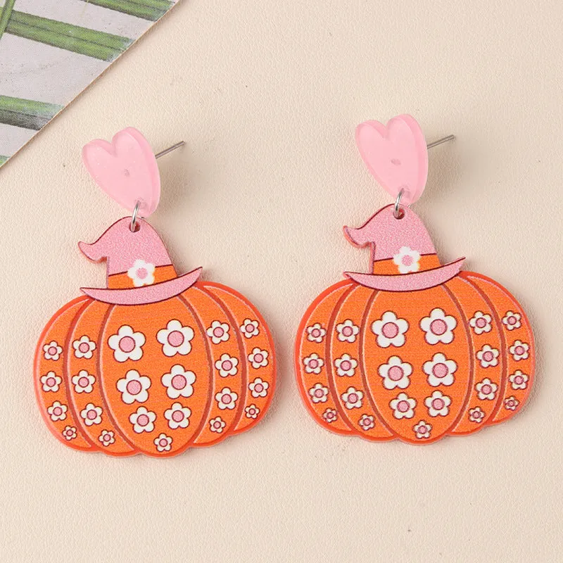 Wholesale Halloween Series Pumpkin Cartoon Funny Ghost Acrylic Earrings