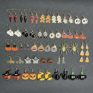 Wholesale Halloween Simple Fashion Ghost Pumpkin Spider Witch Spoof Earrings