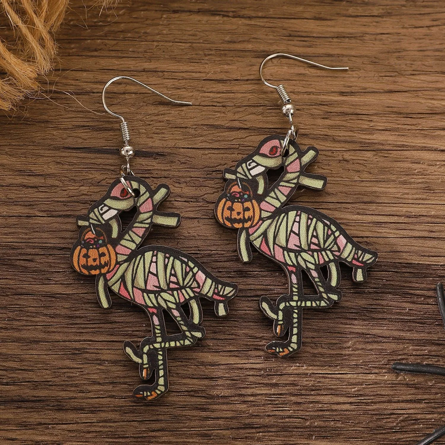 Wholesale Halloween Skeleton Flamingo Pumpkin Ghost Wooden Pendant