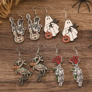 Wholesale Halloween Skeleton Flamingo Pumpkin Ghost Wooden Pendant