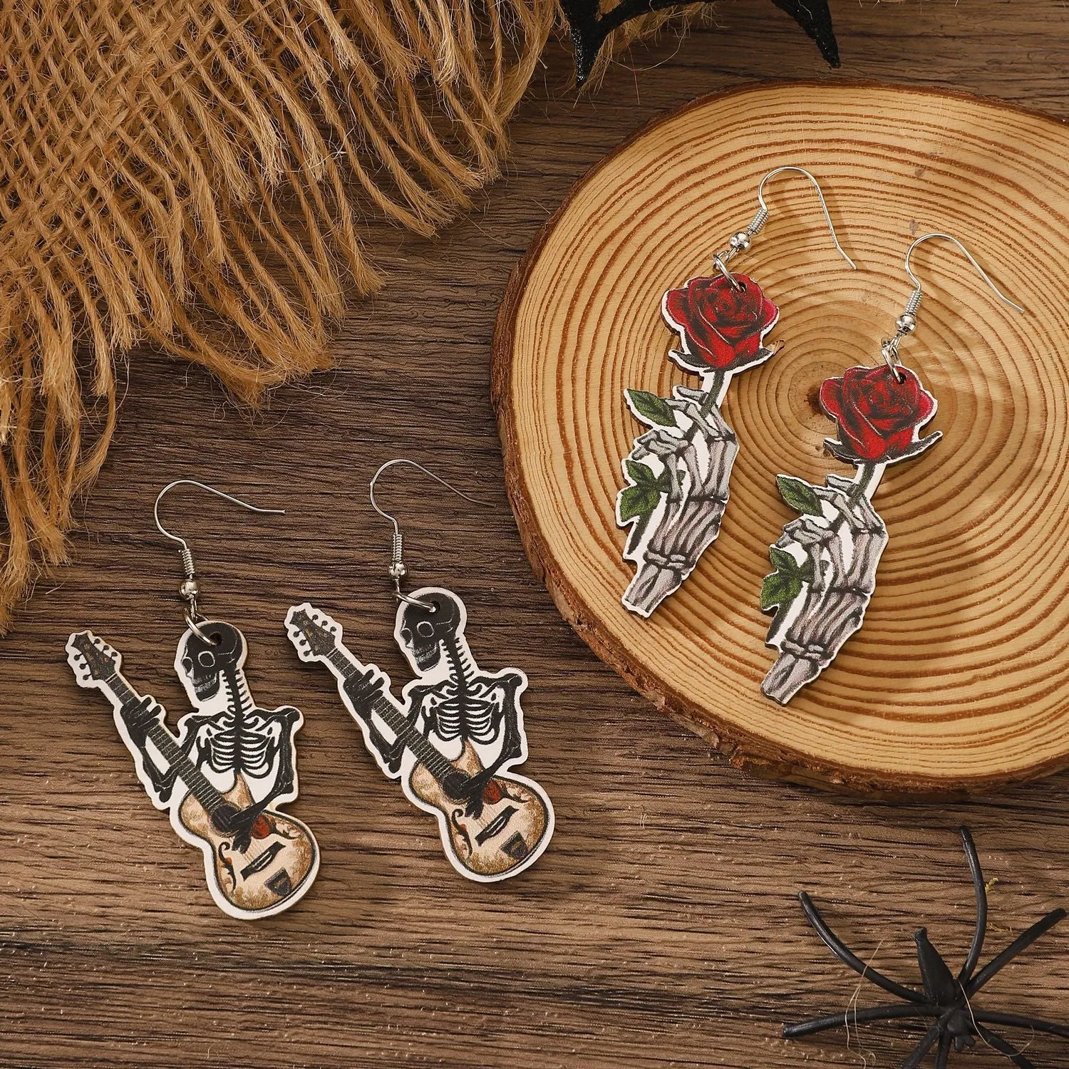 Wholesale Halloween Skeleton Flamingo Pumpkin Ghost Wooden Pendant