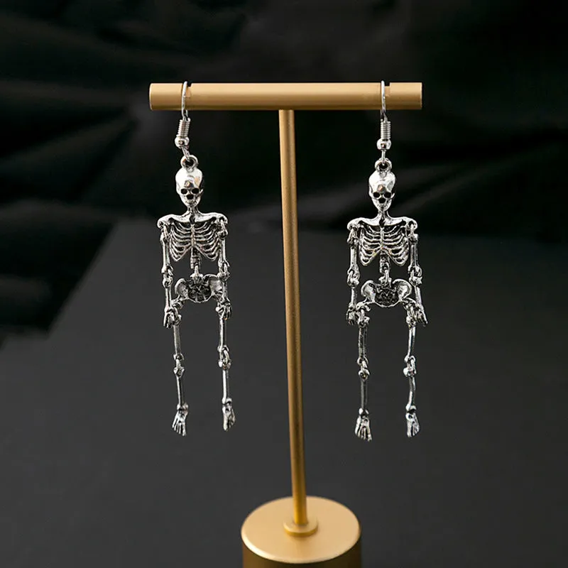 Wholesale Halloween Skeleton Human Skull Blue Mesh Earrings
