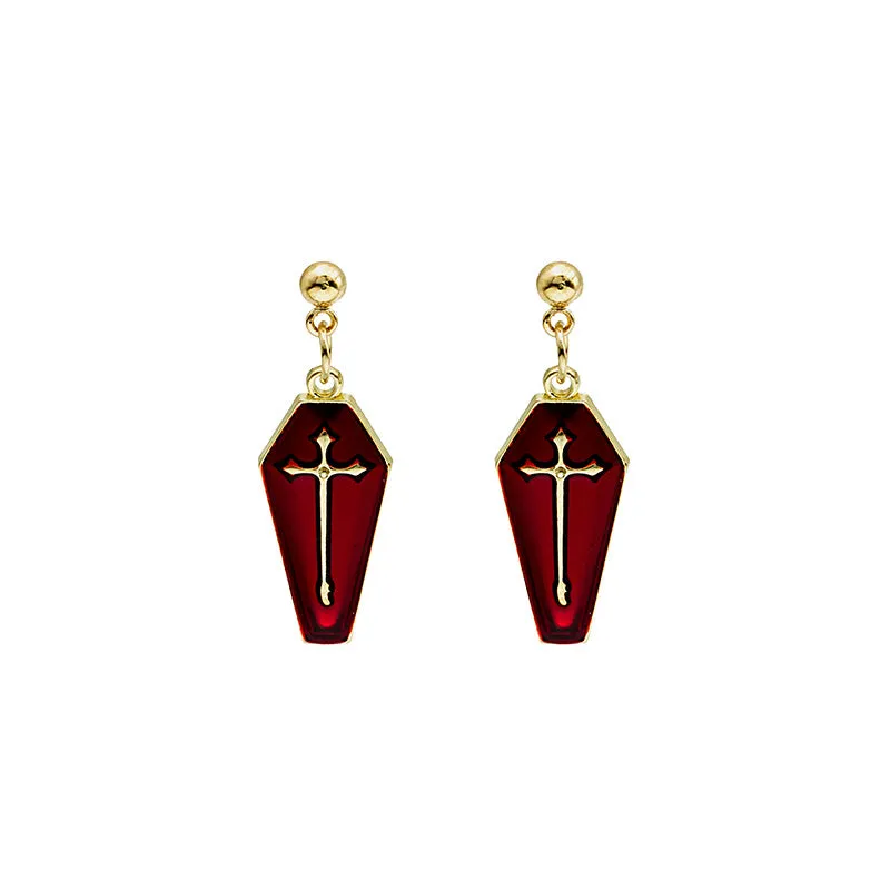 Wholesale Halloween Skull Ghost Cross Alloy Ear Studs