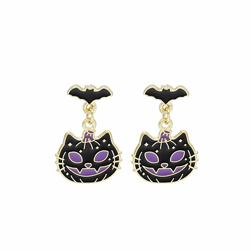 Wholesale Halloween Skull Ghost Cross Alloy Ear Studs