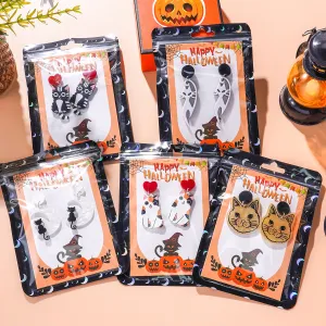 Wholesale Halloween Themed Series Acrylic Cat Earrings