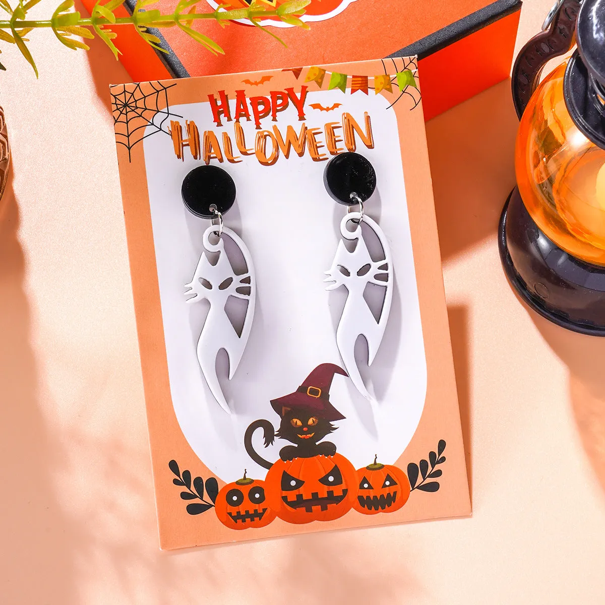 Wholesale Halloween Themed Series Acrylic Cat Earrings