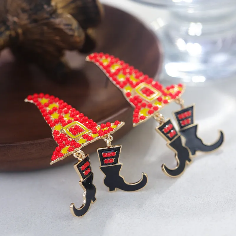 Wholesale Halloween Wizard Hat Boots Dark Style Earrings