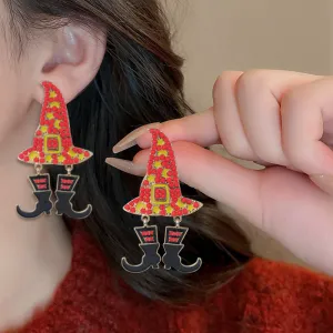 Wholesale Halloween Wizard Hat Boots Dark Style Earrings
