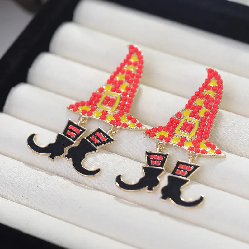 Wholesale Halloween Wizard Hat Boots Dark Style Earrings