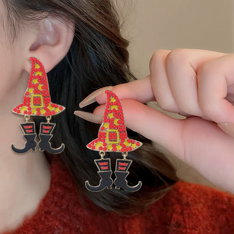 Wholesale Halloween Wizard Hat Boots Dark Style Earrings