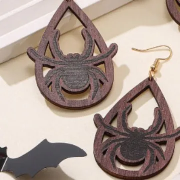 Wholesale Halloween Wooden Funny Pumpkin Spider Candy Earrings