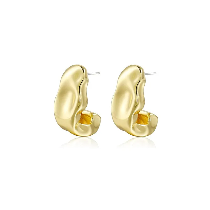 Wholesale Hammer Patterned Irregular Metal Pleated Metal Earrings