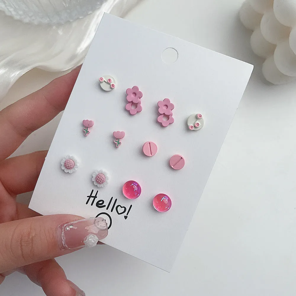 Wholesale Heart Butterfly Ear Studs Set Alloy Earrings