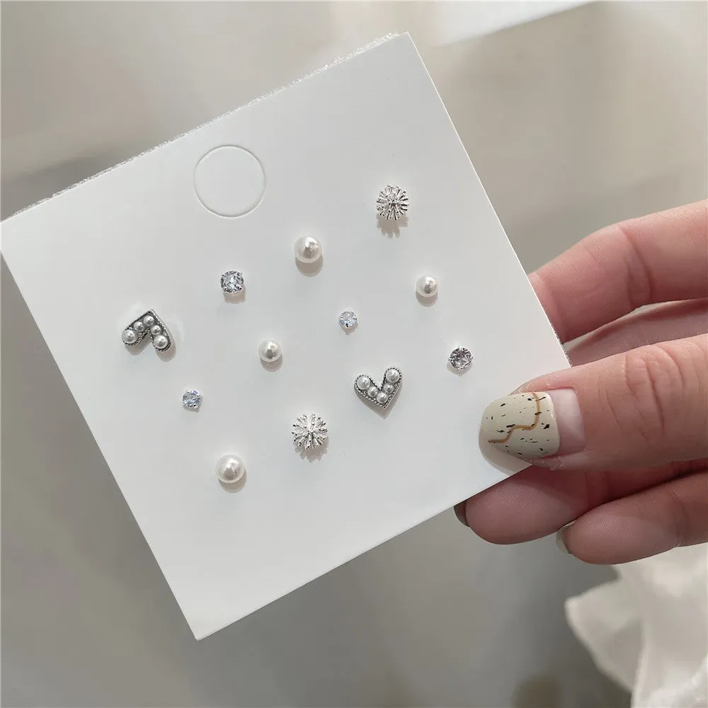 Wholesale Heart Butterfly Ear Studs Set Alloy Earrings